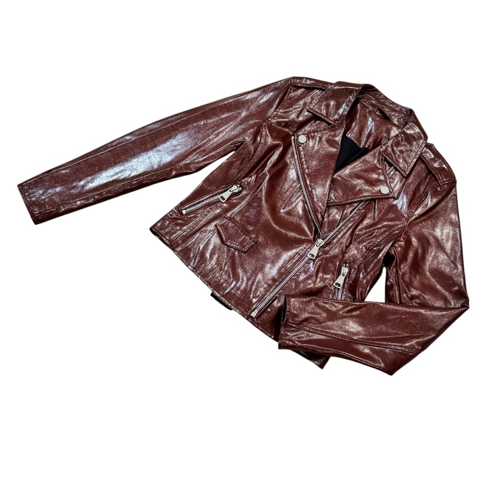 Faux Patent Leather Moto Jacket - Picture 10 of 16